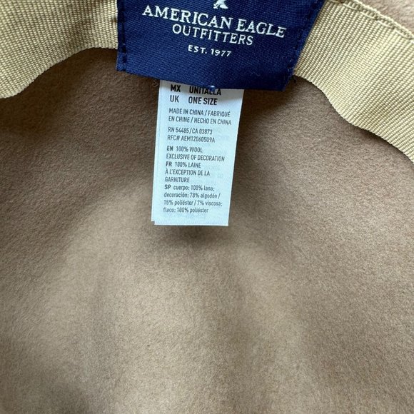 AMERICAN EAGLE tan wool hat with tassel trim OS - Picture 4 of 5